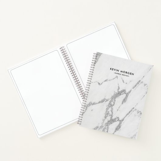 Grijs faux grijs marmer met zilveren accent notitieboek (Binnen)