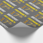 Grijs, Faux/Imitatie Goud, "17e VERJAARDAG" Cadeaupapier (Hoek)