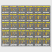 Grijs, Faux/Imitatie Goud, "18e VERJAARDAG" Cadeaupapier (Vlak)