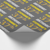 Grijs, Faux/Imitatie Goud, "37e VERJAARDAG" Cadeaupapier (Hoek)