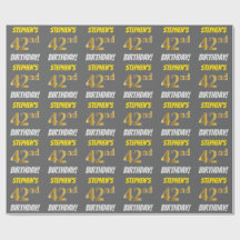 Grijs, Faux/Imitatie Goud, "42e VERJAARDAG"