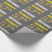 Grijs, Faux/Imitatie Goud, "57e VERJAARDAG" Cadeaupapier (Hoek)