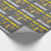 Grijs, Faux/Imitatie Goud, "74e VERJAARDAG" Cadeaupapier (Hoek)