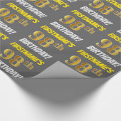 Grijs, Faux/Imitatie Goud, "98ste VERJAARDAG" Cadeaupapier (Hoek)