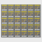 Grijs, Faux/Imitation Gold, "12th BIRTHDAY" Cadeaupapier (Vlak)