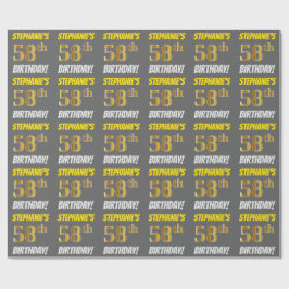 Grijs, Faux/Imitation Gold, "58th BIRTHDAY" Cadeaupapier