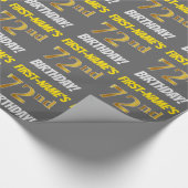 Grijs, Faux/Imitation Gold, "72nd BIRTHDAY" Cadeaupapier (Hoek)