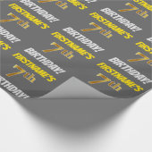 Grijs, Faux/Imitation Gold, "7th BIRTHDAY" Cadeaupapier (Hoek)