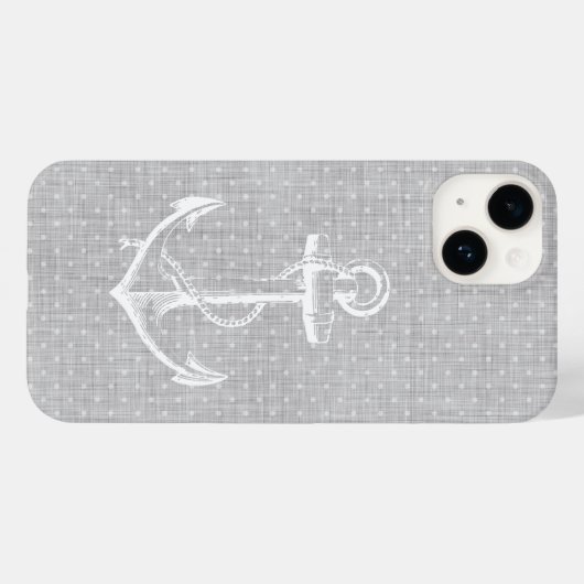 Grijs Faux Linnen  Anker Case-Mate iPhone Case (Achterkant (horizontaal))