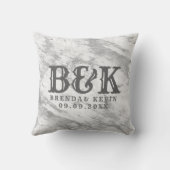 Grijs Faux Marmer Bruiloft Monogrammen Kussen (Achterkant)