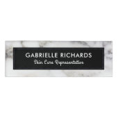 Grijs Faux Marmer Naambadge (Voorkant)