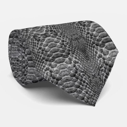 Grijs Faux Snakeskin-ontwerp op een Stropdas (Opgerold)