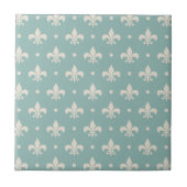 Grijs Fleur De Lis patroon op turquoise achtergron Tegeltje (Voorkant)