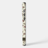  grijs Flora roze paarse bloemen iPhone Hoesje (Linkerkant)