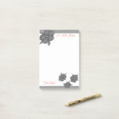 Grijs Floral ontwerp Post-it® Notes (Op bureau)