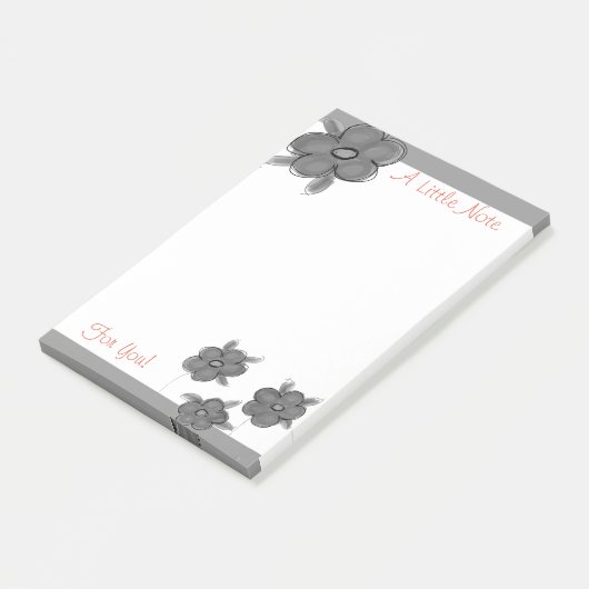 Grijs Floral ontwerp Post-it® Notes (Schuin)