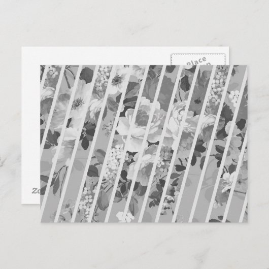  grijs Floral Stripes Patroon Briefkaart (Voorkant / Achterkant)