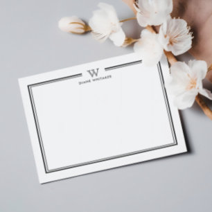 GRIJS Formeel Classic Familie Monogram Dubbel Lijs Notitiekaartje