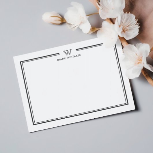 GRIJS Formeel Classic Familie Monogram Dubbel Lijs Notitiekaartje