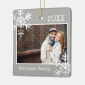 Grijs Foto Ornament met Sneeuwvlokken (Links)