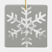 Grijs Foto Ornament met Sneeuwvlokken (Achterkant)