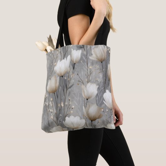 Grijs Frans patroon Tote Bag (Dichtbij)