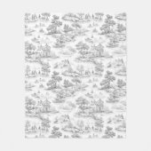 Grijs Frans Stijl Toile de Jouy Romantisch Elegant Fleece Deken (Voorkant)