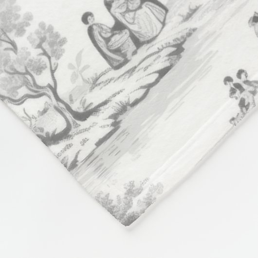 Grijs Frans Stijl Toile de Jouy Romantisch Elegant Fleece Deken (Hoek)