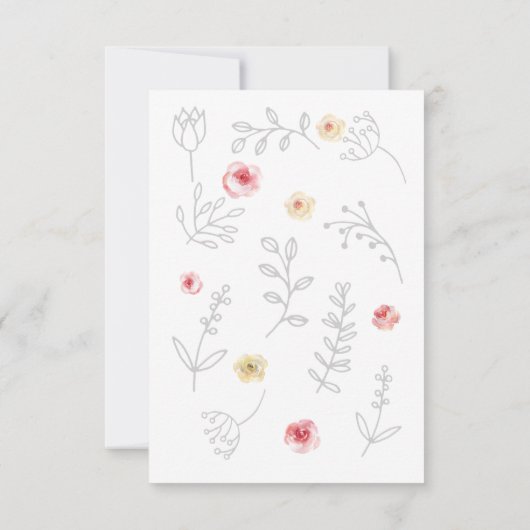 grijs gebladerte en rozen Bevestiging Kaart (Achterkant)