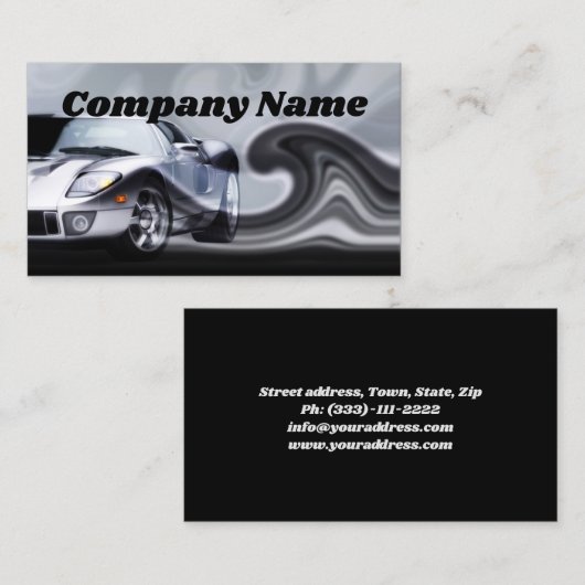 Grijs gebogen sportwagen Visitekaartje (Voorkant / Achterkant)