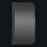 Grijs Geborsteld Aluminium Look Galaxy S4 Portemonnee Hoesje<br><div class="desc">Zwart metallic geborsteld aluminium look. Cool eenvoudig gelikt ontwerp. Beschikbaar op andere producten</div>