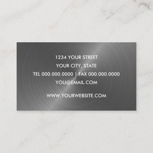 Grijs geborsteld metaal glans visitekaartje (Achterkant)