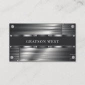 Grijs geborsteld metaal modern mannelijk visitekaartje (Voorkant)