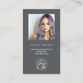 Grijs geborsteld script foto logo orde dank u visitekaartje (Achterkant)