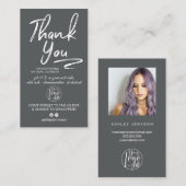 Grijs geborsteld script foto logo orde dank u visitekaartje (Voorkant / Achterkant)