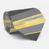 Grijs geel Abstract blokstrepen Stropdas (Opgerold)