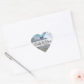 Grijs Geel Aqua Pauwveren Trouwsticker Hart Sticker (Envelop)