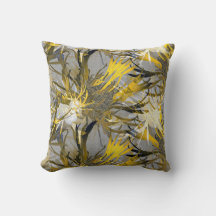 Grijs & Geel Artistiek Abstract Bloemmotief