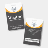 Grijs Geel Bedrijfsbezoekerspas ID QR-code Badge (Voor- en achterkant)