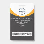 Grijs Geel Bedrijfsbezoekerspas ID QR-code Badge (Achterkant)