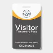 Grijs Geel Bedrijfsbezoekerspas ID QR-code Badge (Voorzijde)