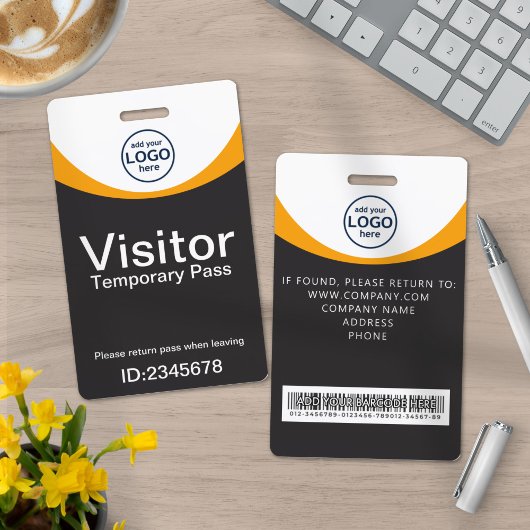 Grijs Geel Bedrijfsbezoekerspas ID QR-code Badge
