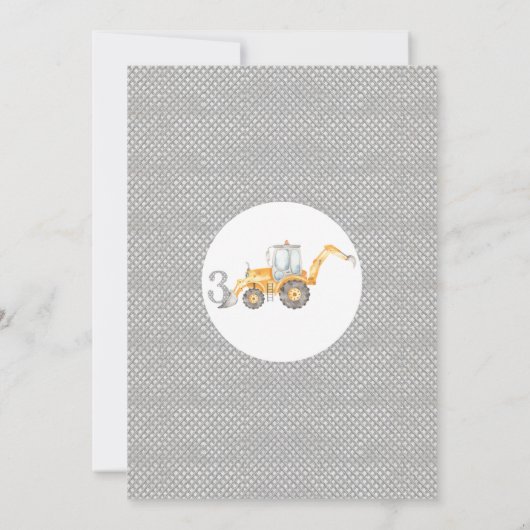 Grijs Geel Bouw Vuile 3e-y 3e Verjaardag Kaart (Achterkant)