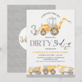 Grijs Geel Bouw Vuile 3e-y 3e Verjaardag Kaart (Voorkant / Achterkant)