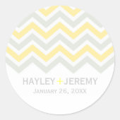 Grijs & Geel Chevron Bruiloft Sticker (Voorkant)