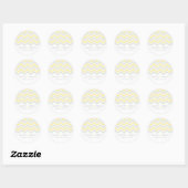Grijs & Geel Chevron Trouwsticker Ronde Sticker (Vel)