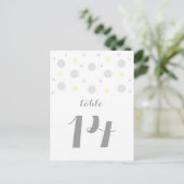 Grijs Geel Confetti Tabelnummer Briefkaart (Staand voorkant)