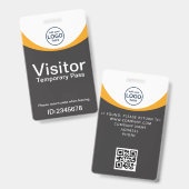 Grijs Geel Corporate Visitor Pass ID QR-code Badge (Front & Back)