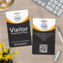 Grijs Geel Corporate Visitor Pass ID QR-code