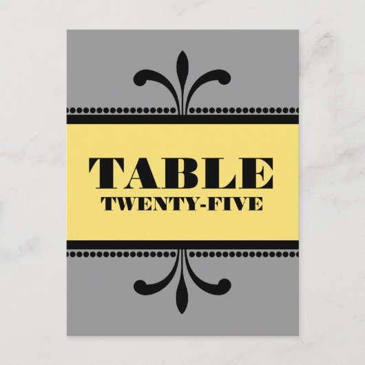 Grijs/Geel Fancy Art Deco Table Number Briefkaart (Voorkant)